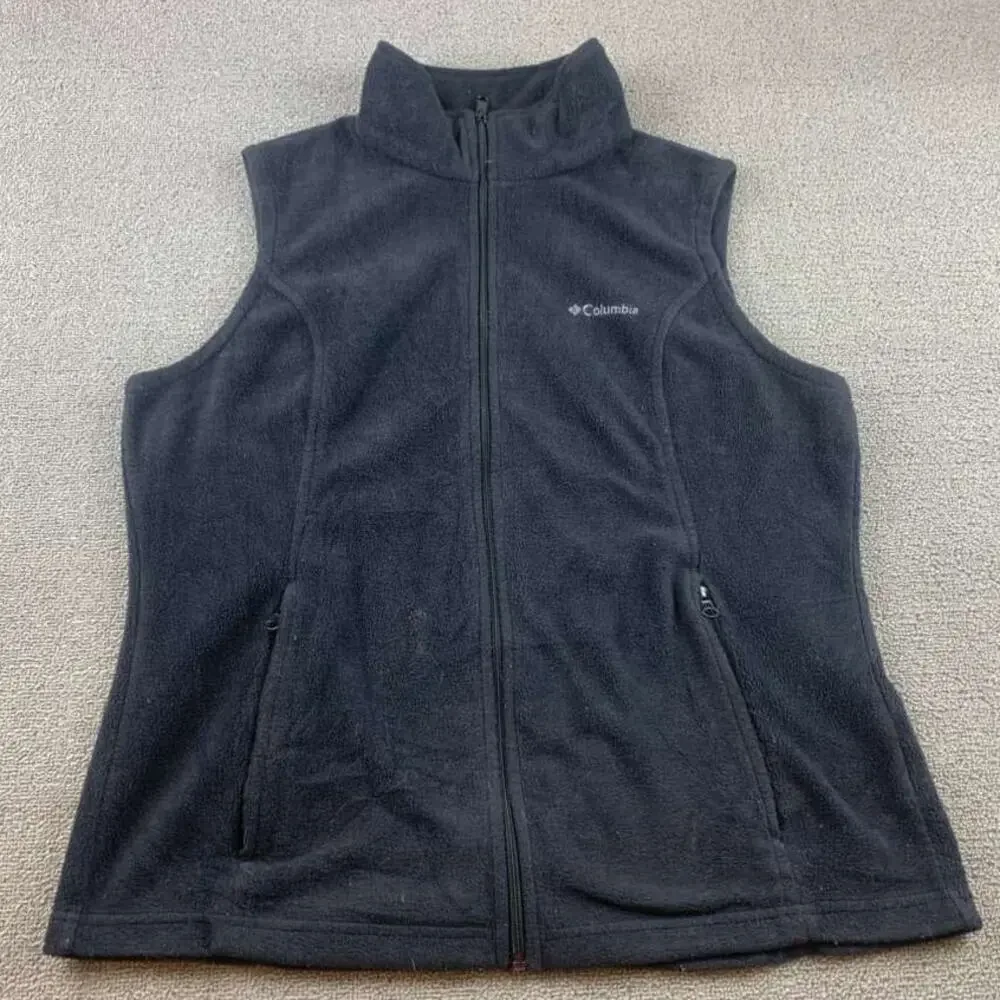 Columbia Sportswear Men's Large Black Full-Zip Fleece Vest for Outdoor Work Hike